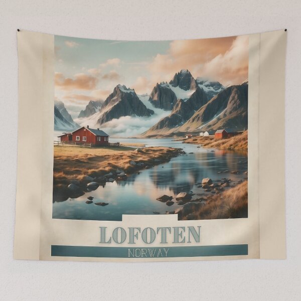 Item preview, Arctic Serenity: Vintage Travel Poster of Lofoten designed and sold by Ceemko's Vintage Corner.