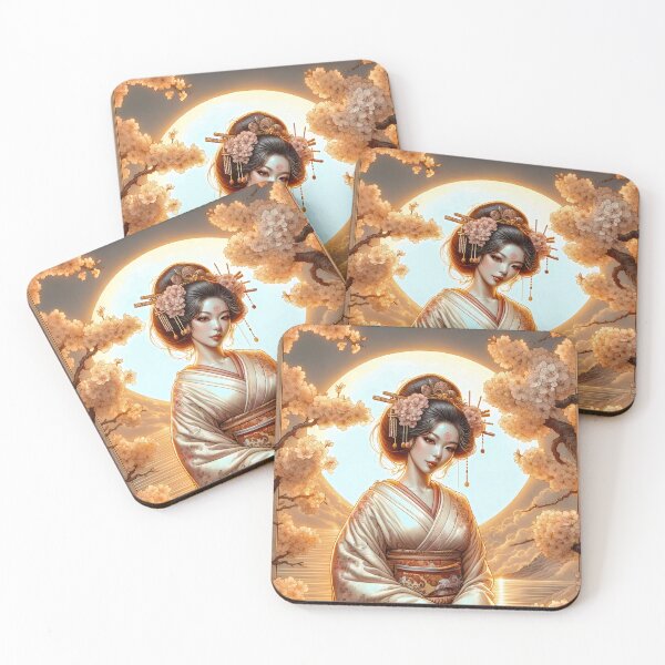 Item preview, Sunset Blossoms: A Portrait of Grace | Japandi Art designed and sold by TriarArt.