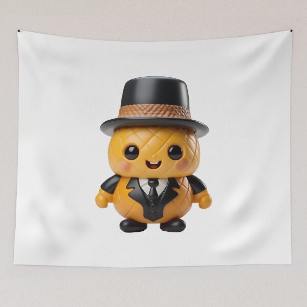 Item preview, Cute Kawaii Office Pineapple with Top Hat designed and sold by CuteopiaGallery.