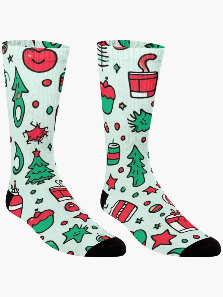 Thumbnail 3 of 5, Socks, Christmas pattern designed and sold by Riverside-Moon.