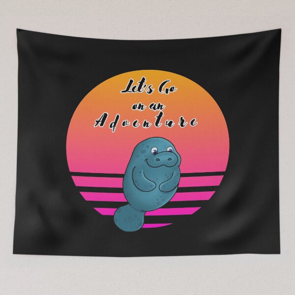 Item preview, Manatee Adventure Retro Sun Hot Pink designed and sold by DarlingsTees.