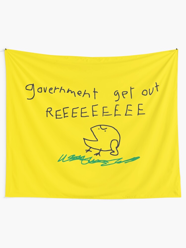 Alternate view of Government get out REEEEEEE - Libertarian No Step on Snek Snekright Don&#39;t Tread on Me style Frog Memes yellow HD HIGH QUALITY ONLINE STORE Tapestry