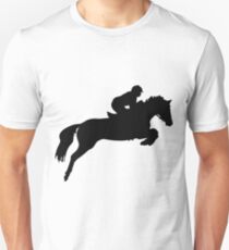 Horse Jumper Design in Black Unisex T-Shirt