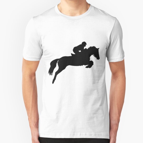 Horse Jumper Design in Black Slim Fit T-Shirt