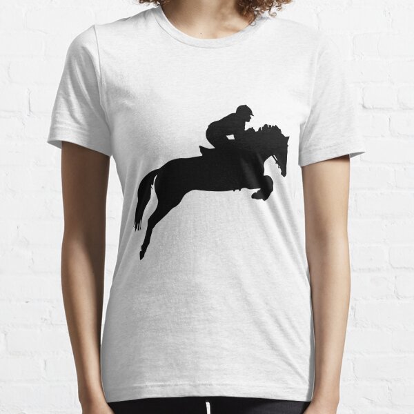 Horse Jumper Design in Black Essential T-Shirt