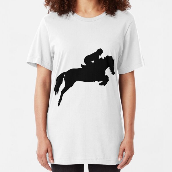 Horse Jumper Design in Black Slim Fit T-Shirt