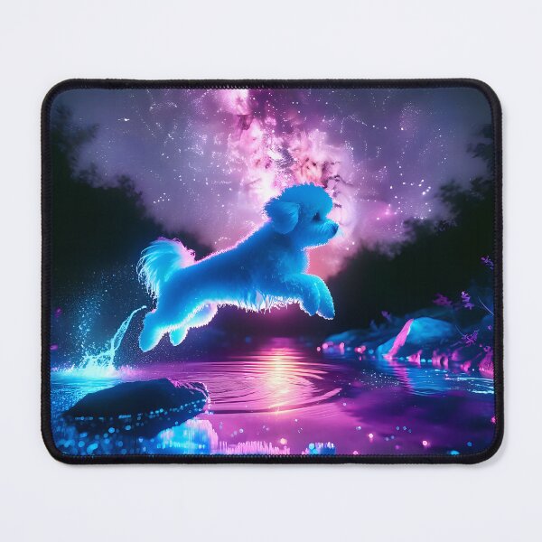 Item preview, Blacklight Style Bichon Frise Luminous Leap - Fluffy Glow Art designed and sold by Matt's Artificial Nature.