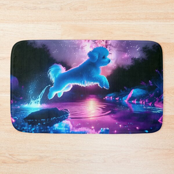 Item preview, Blacklight Style Bichon Frise Luminous Leap - Fluffy Glow Art designed and sold by Matt's Artificial Nature.