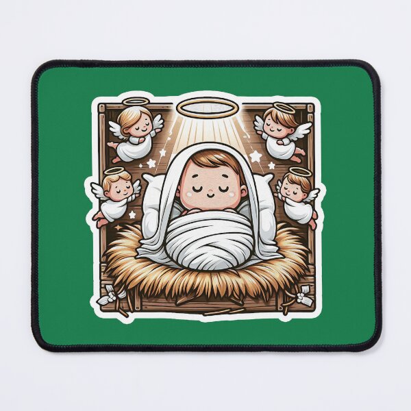 Item preview, Newborn King Jesus Manger Angels Good News designed and sold by plushism.