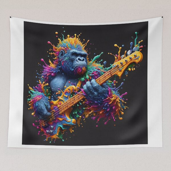 Item preview, Bass Guitar Gorilla Splatter Portrait designed and sold by fatbanana.