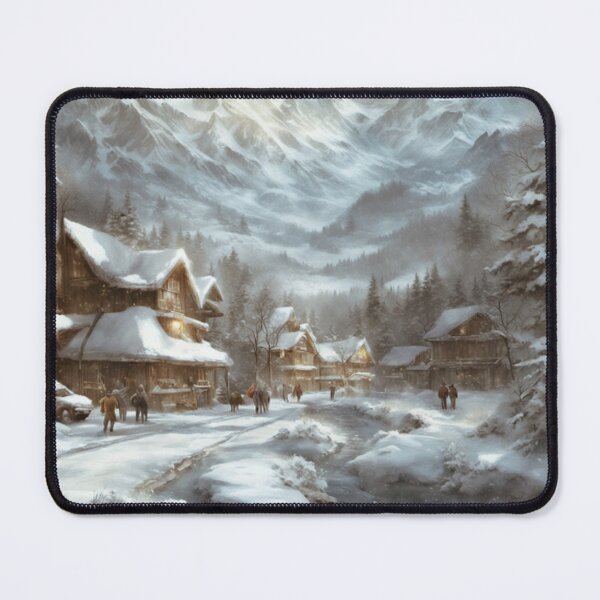 Artikelvorschau, Allover-Print „Winter Village9“. entworfen und verkauft von FabFreakShop.