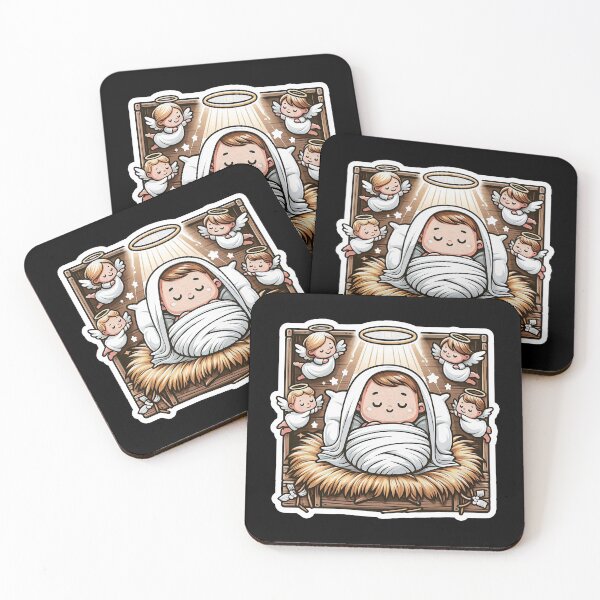 Item preview, Newborn King Jesus Manger Angels Good News designed and sold by plushism.