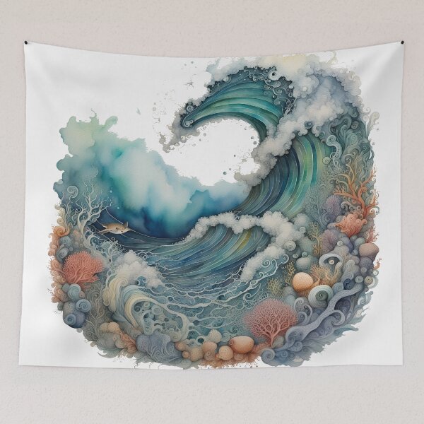 Item preview, Ocean surf wave designed and sold by WatercolorFairy.