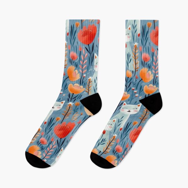 Item preview, Happy Cats with Orange Poppies designed and sold by sweet1342.