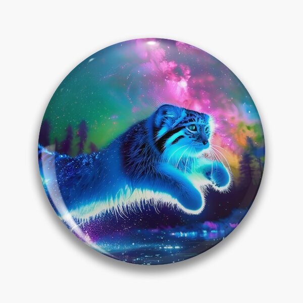 Item preview, Blacklight Style Pallas Cat Luminous Leap - Mystical Feline Art designed and sold by Matt's Artificial Nature.