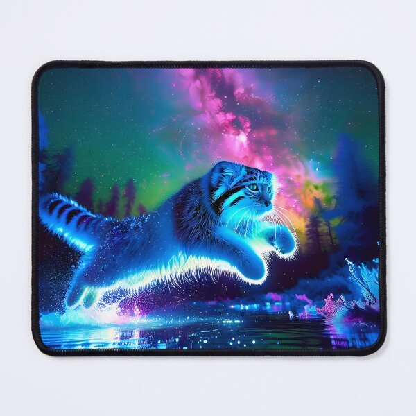 Item preview, Blacklight Style Pallas Cat Luminous Leap - Mystical Feline Art designed and sold by Matt's Artificial Nature.