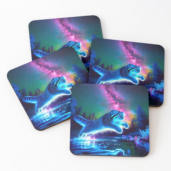 Item preview, Blacklight Style Pallas Cat Luminous Leap - Mystical Feline Art designed and sold by Matt's Artificial Nature.