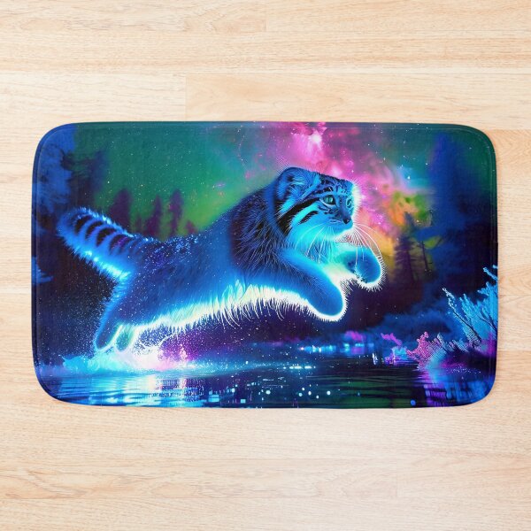 Item preview, Blacklight Style Pallas Cat Luminous Leap - Mystical Feline Art designed and sold by Matt's Artificial Nature.