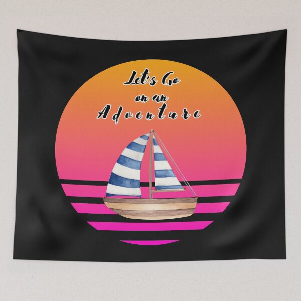 Item preview, Hot Pink Retro Sun Sailboat Adventure designed and sold by DarlingsTees.