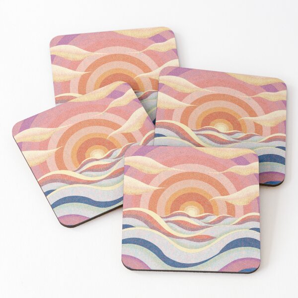 Item preview, Chalk paster drawing of sunset over waves designed and sold by GrinGalore.
