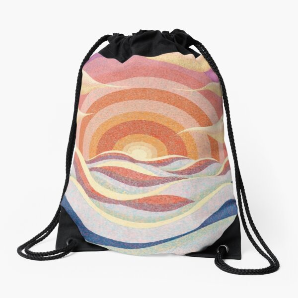 Item preview, Chalk paster drawing of sunset over waves designed and sold by GrinGalore.