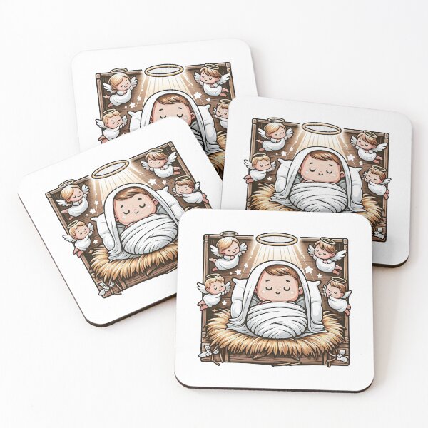 Item preview, Newborn King Jesus Manger Angels Good News designed and sold by plushism.