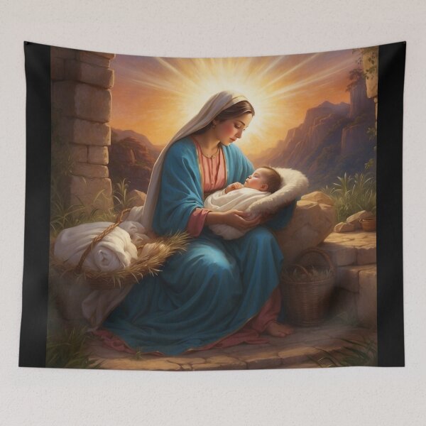 Artikelvorschau, Weihnachtsgeburt Christi, christliche Kunst - Jesuskind entworfen und verkauft von HeavenArtStudio.