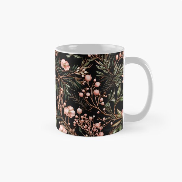 Item preview, Rose Gold Dark Botanical Night Garden - Mystical Florals in Pink designed and sold by ThreeHaresMedia.