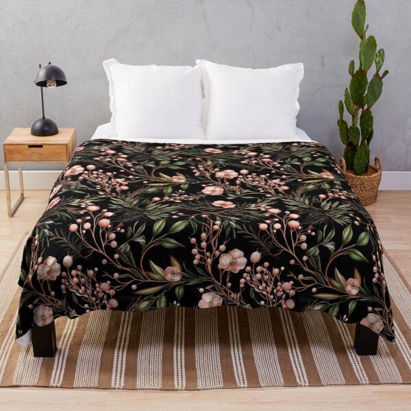 Item preview, Rose Gold Dark Botanical Night Garden - Mystical Florals in Pink designed and sold by ThreeHaresMedia.