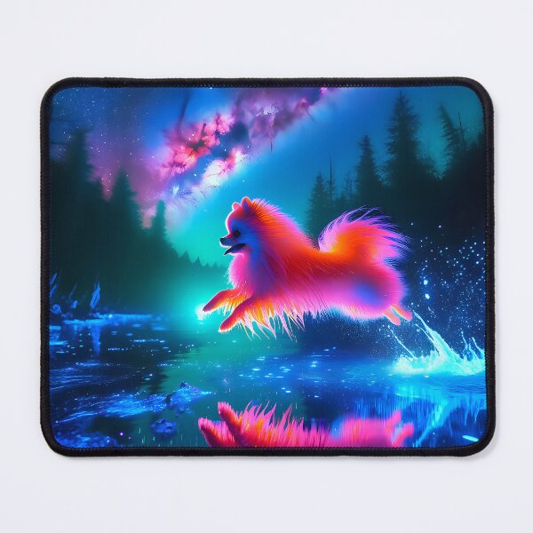 Item preview, Blacklight Style Pomeranian Luminous Leap - Vivid Canine Art designed and sold by Matt's Artificial Nature.