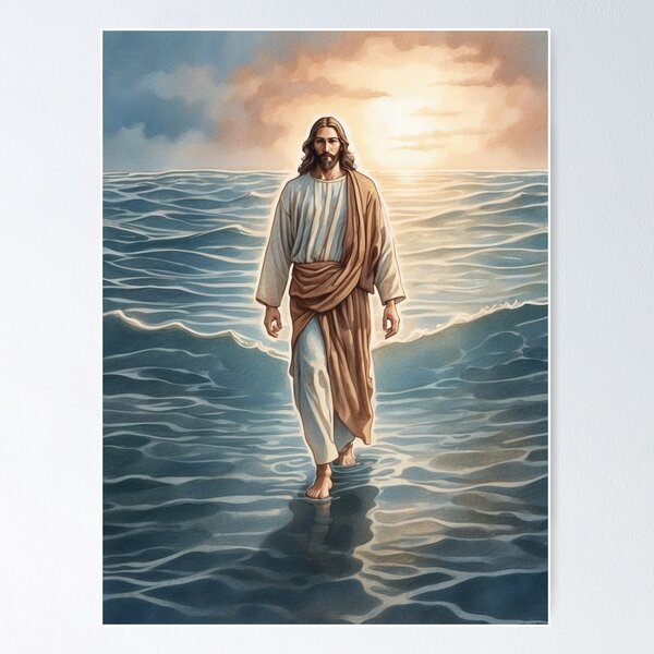 Item preview, Christian Art of Jesus Walking on the Water - Christian designed and sold by HeavenArtStudio.