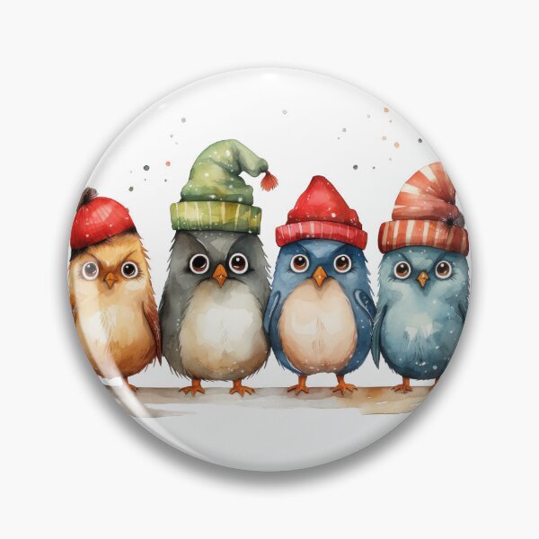Item preview, Listo para el invierno Peculiares pájaros gruñones Linda acuarela Vibraciones frías designed and sold by InkwaveDesigns.