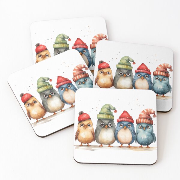 Item preview, Winter Ready Quirky Grumpy Birds Cute Watercolor Chill Vibes  designed and sold by InkwaveDesigns.