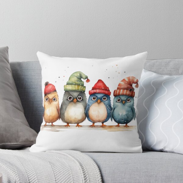 Item preview, Winter Ready Quirky Grumpy Birds Cute Watercolor Chill Vibes  designed and sold by InkwaveDesigns.