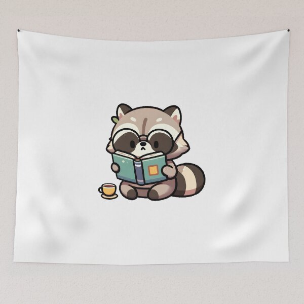 Item preview, Raccoon Enthralled by Storytime with a Cup of Tea designed and sold by UmbrellaStudio1.