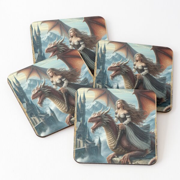 Item preview, Beautiful maiden riding a dragon  designed and sold by SeeingBeyond.