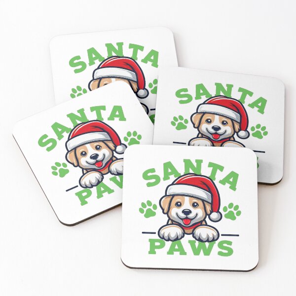 Item preview, Santa Paws in Xmas Green Writing Cute Christmas Dog Design designed and sold by SideKickCreates.