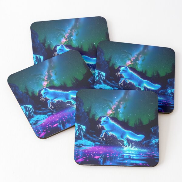 Item preview, Blacklight Style Arctic Fox Luminous Leap - Enchanting Wildlife Art designed and sold by Matt's Artificial Nature.