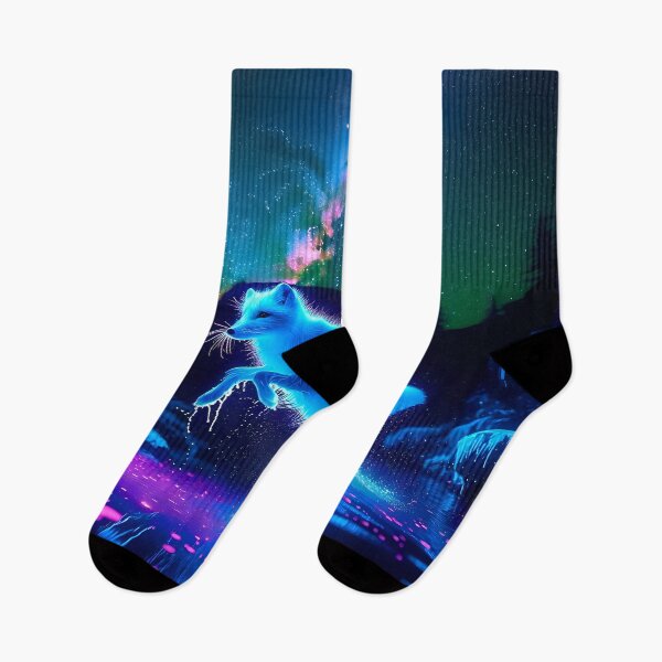 Item preview, Blacklight Style Arctic Fox Luminous Leap - Enchanting Wildlife Art designed and sold by Matt's Artificial Nature.
