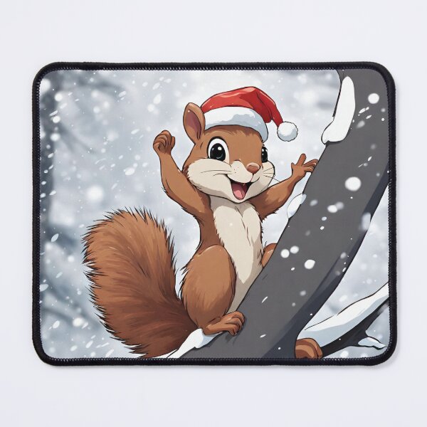 Item preview, Christmas Squirrel With Santa Hat in Tree Snowy designed and sold by kiliteh.