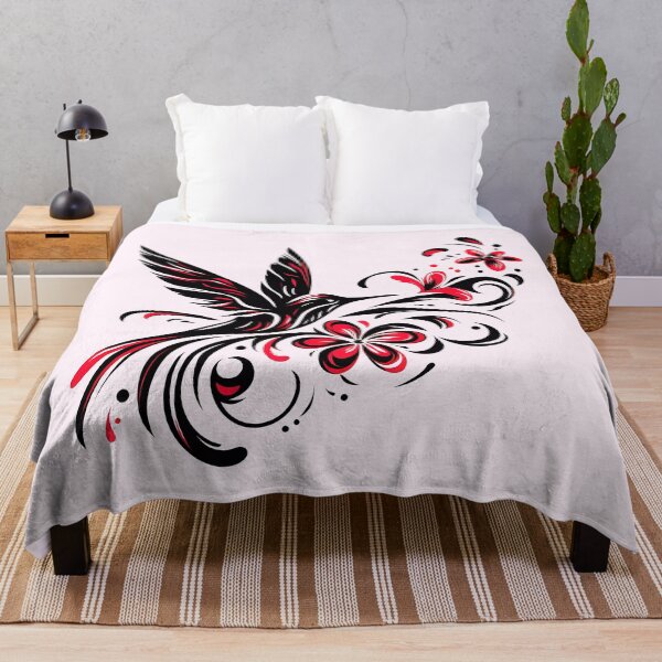 Item preview, Red And Black Abstract Hummingbird Tattoo Design designed and sold by Coffee Lifestyle.