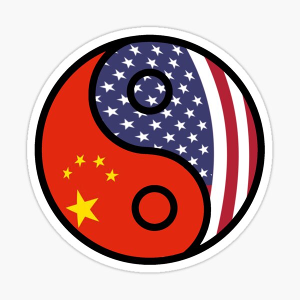 Aperçu de l'œuvre Drapeau de la Chine et des États-Unis en symbole Yin et Yang, Américains chinois créée et vendue par levsal.