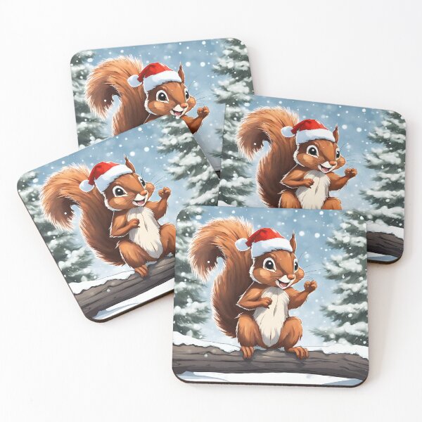 Item preview, Happy Christmas Squirrel Winter Squirrel With Santa Hat designed and sold by Glow Spring.