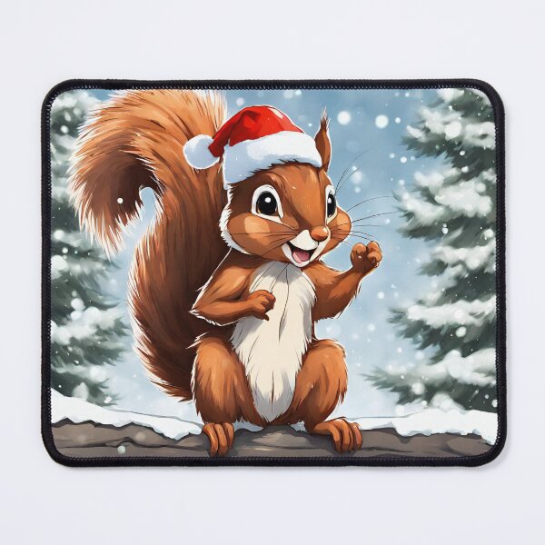 Item preview, Happy Christmas Squirrel Winter Squirrel With Santa Hat designed and sold by kiliteh.