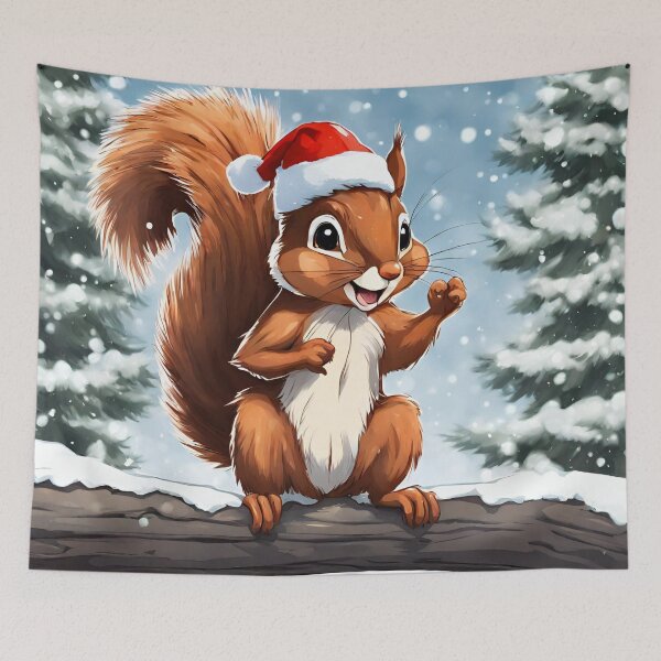 Item preview, Happy Christmas Squirrel Winter Squirrel With Santa Hat designed and sold by kiliteh.