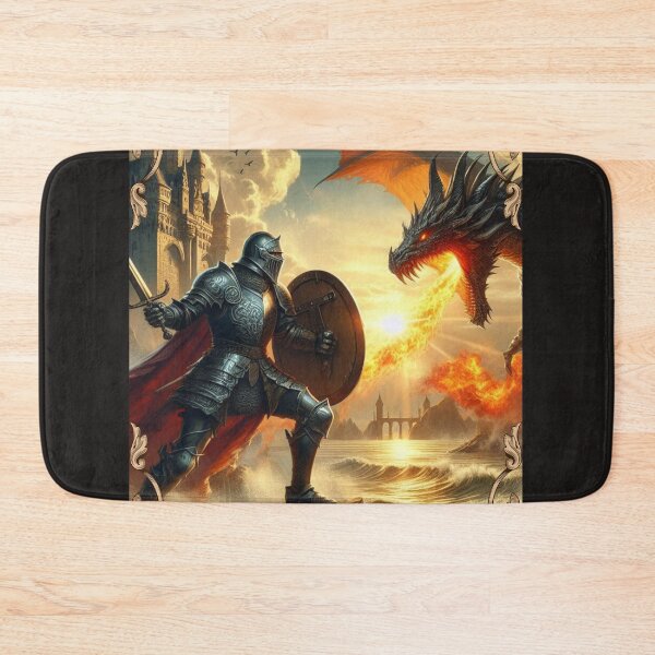 Item preview, Knight fighting a fire breathing dragon   designed and sold by SeeingBeyond.