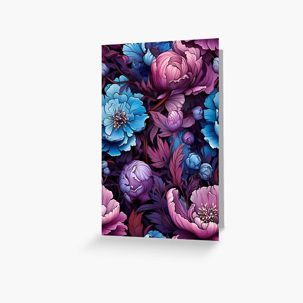 Item preview, Floral pattern of blue and pink peonies. designed and sold by Zavdesign.