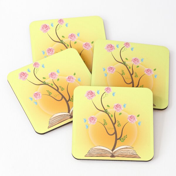 Item preview, Flowers Growing From Book | Light Pink Roses blooming with Butterflies designed and sold by CircinusStore.