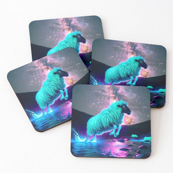 Item preview, Blacklight Style Shaggy Sheep Luminous Leap - Whimsical Animal Art designed and sold by Matt's Artificial Nature.