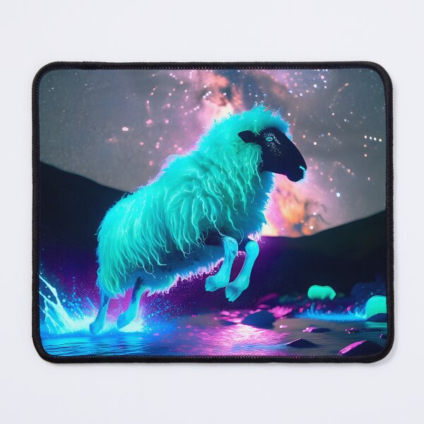 Item preview, Blacklight Style Shaggy Sheep Luminous Leap - Whimsical Animal Art designed and sold by Matt's Artificial Nature.